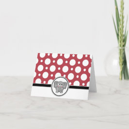Cartão Adorable Elephant custom Red Polka Dot Cards