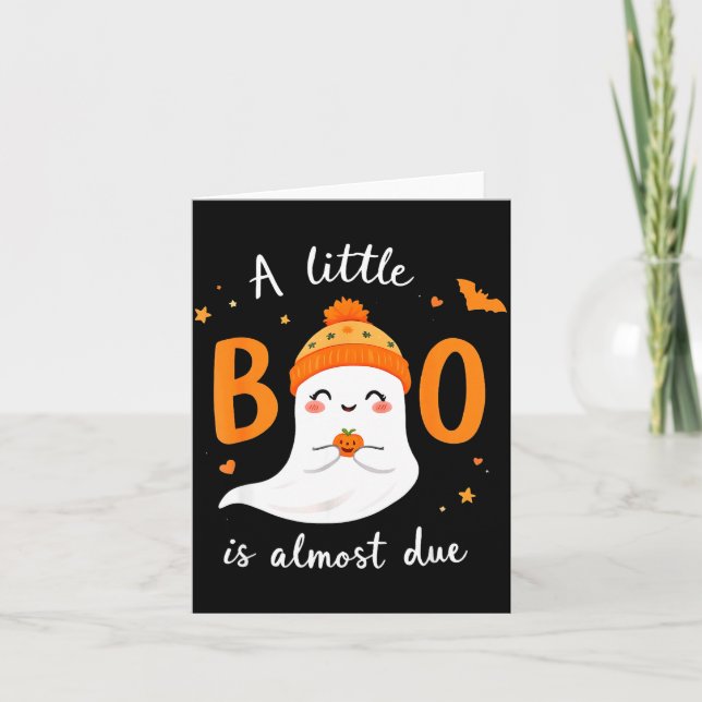 Cartão Adorable Halloween Ghost A Little Boo Is Almost Du (Frente)