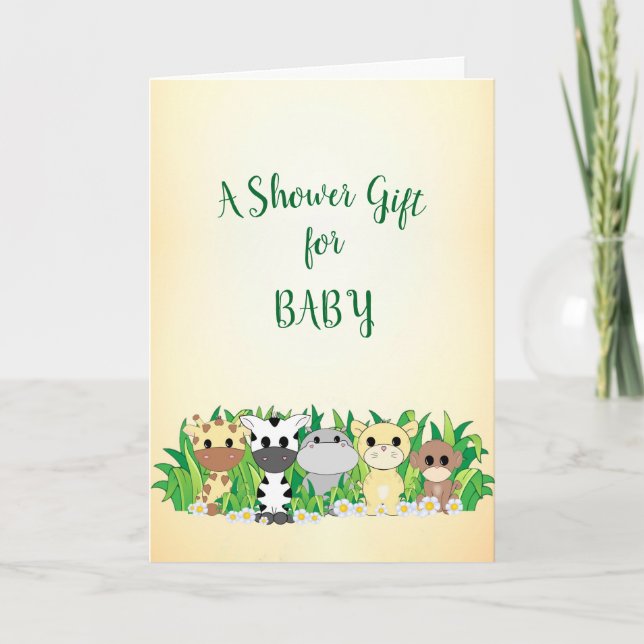 Cartão Adorable Safari Animals Baby Shower Card (Frente)