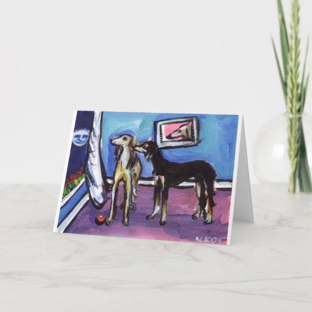 Cartão Adorable Saluki moon design (Frente)