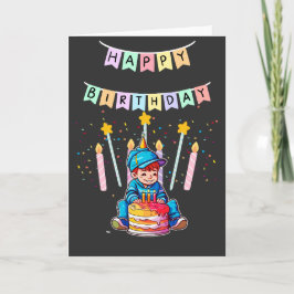Cartão Adorable Toddler First Birthday Cute Boy