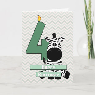Cartão Adorable Zebra Sitting for Child's Birthday