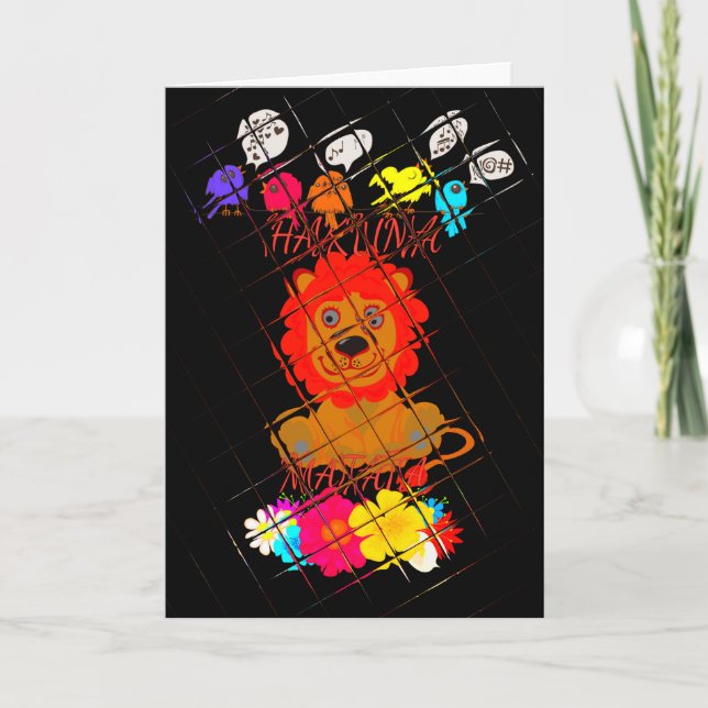 Cartão Adorável Baby Lion Art Design Motif (Frente)