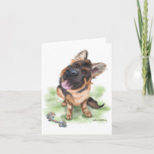 Cartão Adorável cachorrinho Cartoon Pastor Alemão