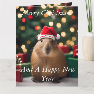 Cartão Adorável Capybara de Natal