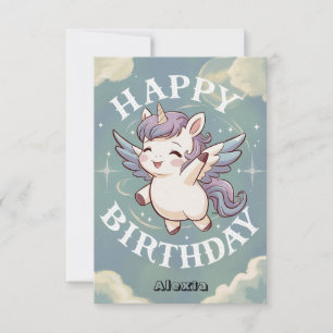 Cartão Adorável Colorida Unicorn Aniversário