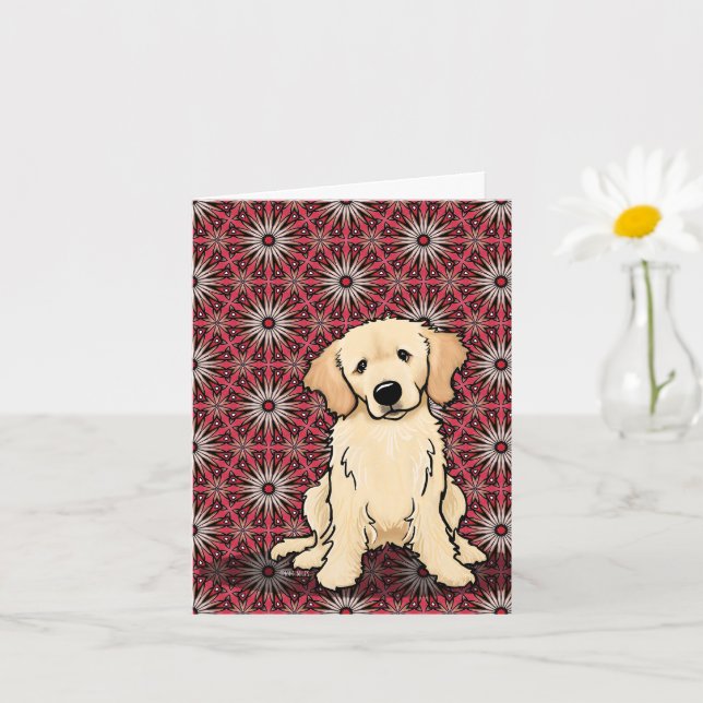 Cartão Adorável Golden Retriever (Planta pequena)