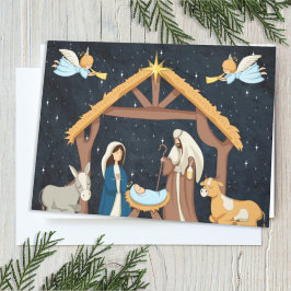 Cartão Adorável Natal Cristão Natividade