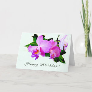 Cartão Adorável Orquídea de Aniversário