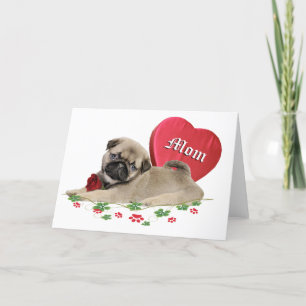Cartão Adorável Pug Mãe Design