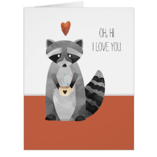 Cartão Adorável Raccoon "I love you" Card