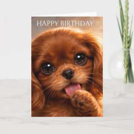 Cartão Adorável Ruby Cavalier Spaniel