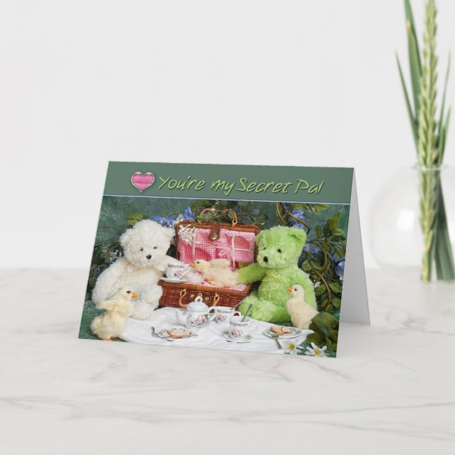 Cartão Adorei tê-lo para um amigo secreto. (Frente)