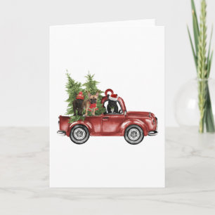 Cartão Adorno De Natal De Cachorro Francês No Carro