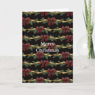 Cartão Adorno Verde Arco Vermelho Dourado Natal