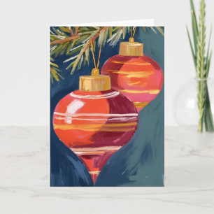 Cartão Adornos de Natal Antigos Aquarela