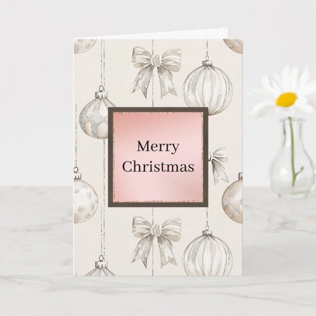 Cartão Adornos de Natal Chic Arco Creme (Planta pequena)
