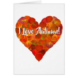 Cartão Adoro o outono!—Vermelho Aspen Coração 1