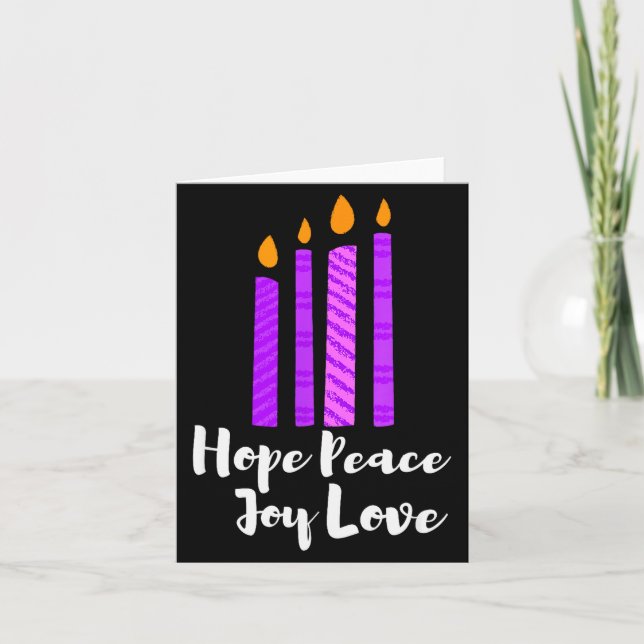 Cartão Advent Evergreen Wreath Candles Hope Peace Joy Lov (Frente)
