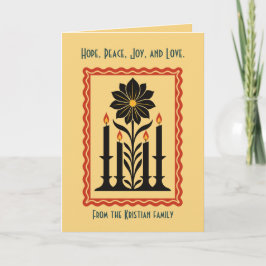 Cartão Advent Hope, Peace, Joy, and Love Stylized Design