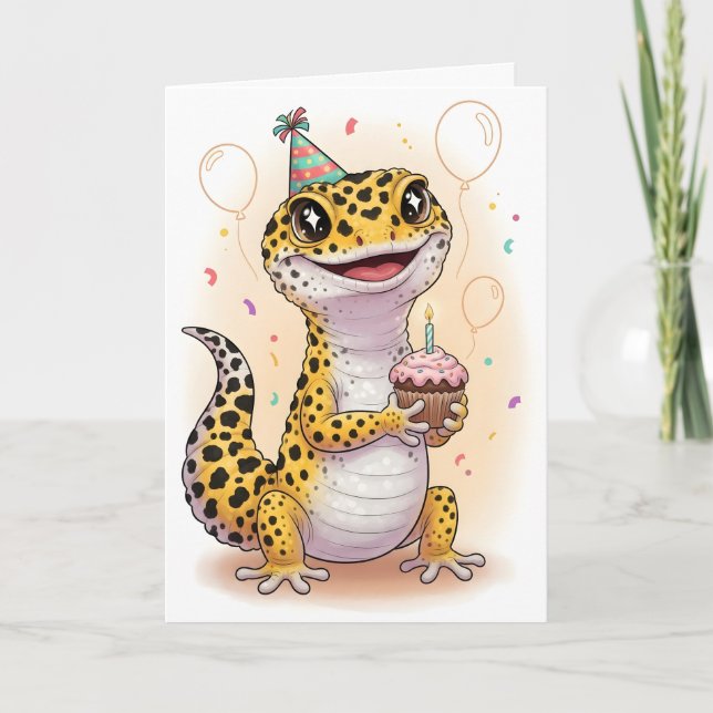 Cartão Adventure Leopard Gecko Birthday Card (Frente)