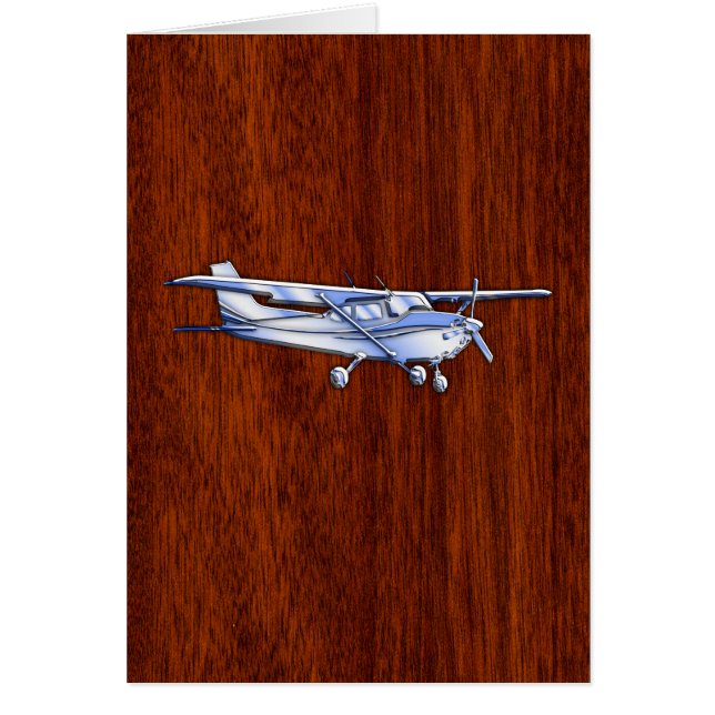 Cartão Aeronave Cromo Clássico Cessna Voando Mahogany (Frente)