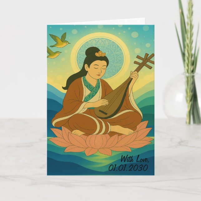 Cartão Aestética Personalizada Moderna Japão Deusa Sortud (Frente)