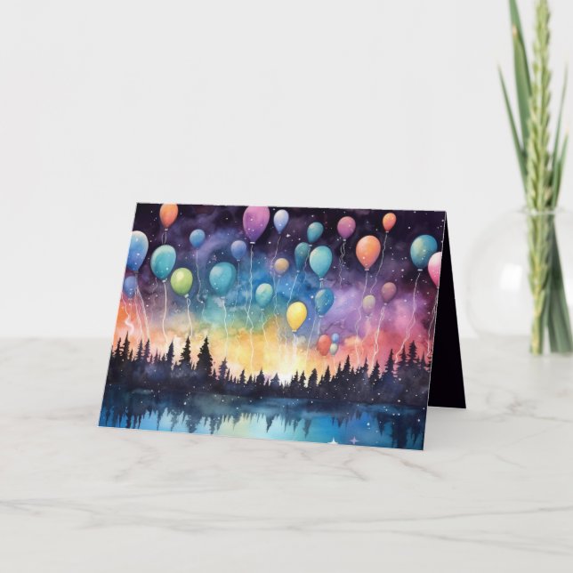 Cartão Aestético de Saudação de Paisagem do Lago A (Frente)