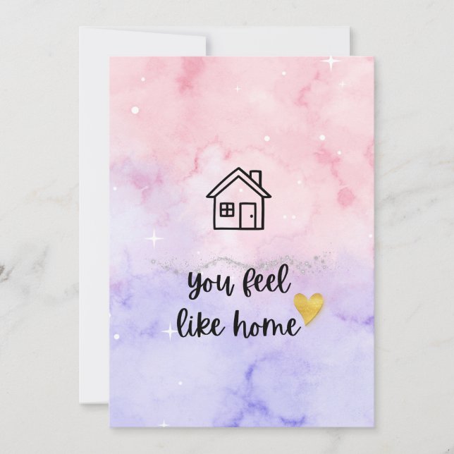 Cartão Aesthetic Watercolor "You Feel Like Home" Romantic (Frente)