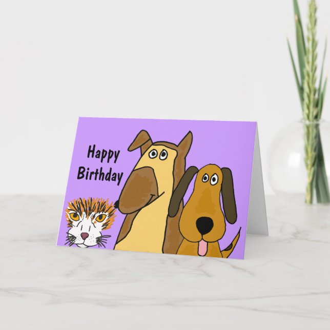 Cartão AF- Cats and Dogs Birthday Card (Frente)