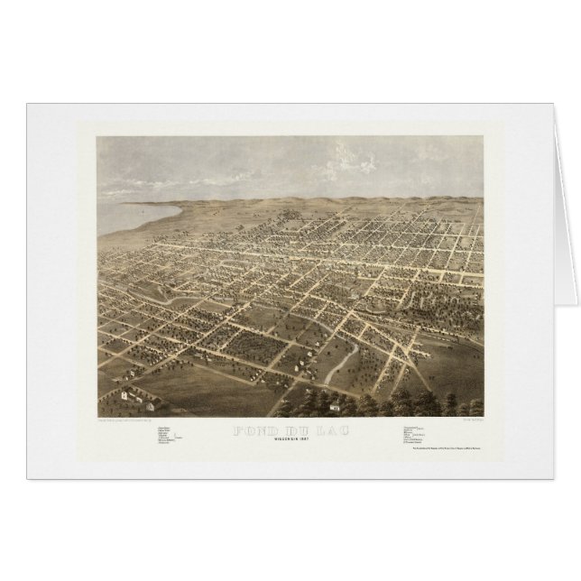 Cartão Afeiçoado Du Laca, mapa panorâmico dos WI - 1867 (Frente Horizontal)
