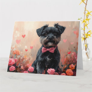 Cartão Affenpinscher com Rosas - Dia de os namorados