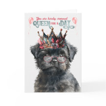 Affenpinscher Dog Queen para um Dia de Aniversário