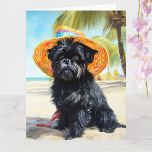 Cartão Affenpinscher on Beach, presente de verão para ama