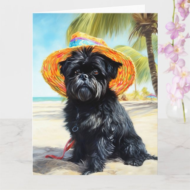 Cartão Affenpinscher on Beach, presente de verão para ama (Orquídea)