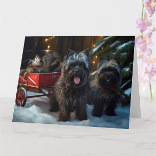 Cartão Affenpinscher Snowy Sleigh Passeia Decência de Nat