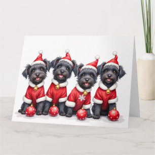 Cartão Affenpinscher Vestido de Natal Chapéu do Papai Noe