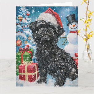 Cartão Affenpinscher Winter Wonderland Natal Joy