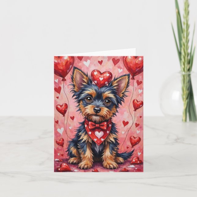 Cartão Affenpinscher with Red Hearts Valentine's Day (Frente)