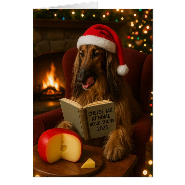 Cartão Afghan Hound 'Cheese Tax' Christmas card (Frente)