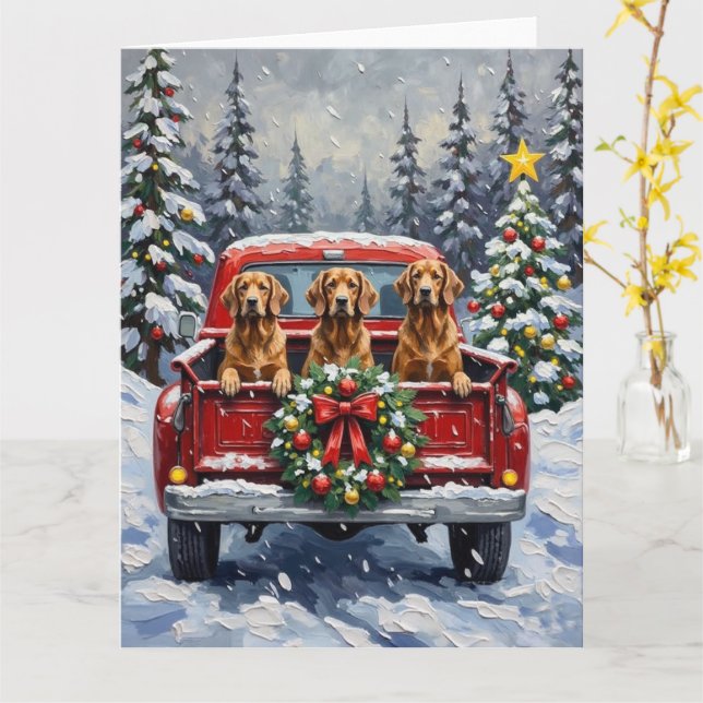 Cartão Afghan Hound Christmas Red Truck Holiday (Flor Amarela)