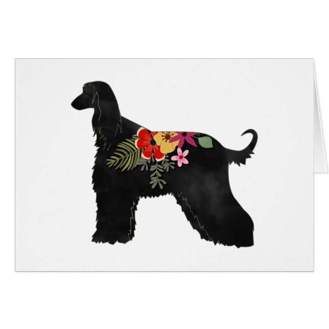 Cartão Afghan Hound Floral Bohemian Saddle (Frente Horizontal)