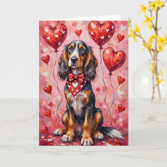 Cartão Afghan Hound Valentine’s Day Dog with Hearts Red (Flor Amarela)
