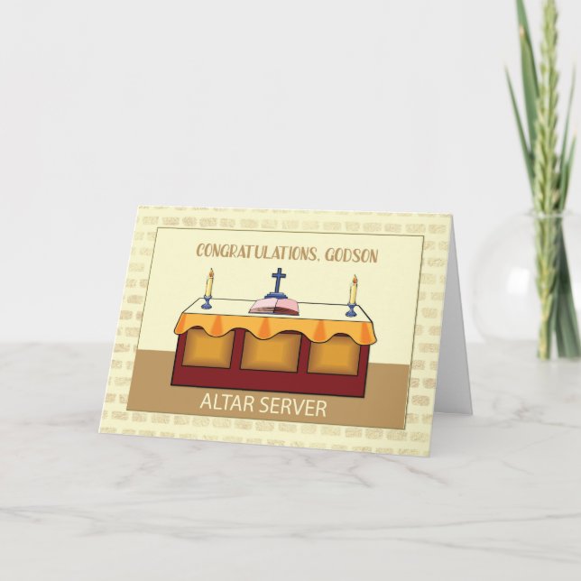 Cartão Afilhado Parabéns Servidor de Altar Católico (Frente)