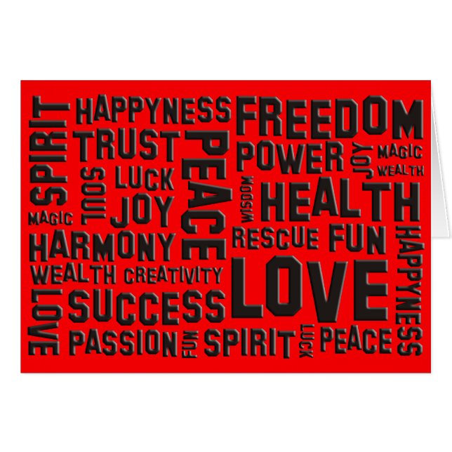 Cartão afirmações em preto | vermelho-fogo (Frente Horizontal)