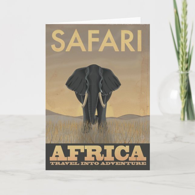 Cartão Africa Safari vintage travel poster (Frente)