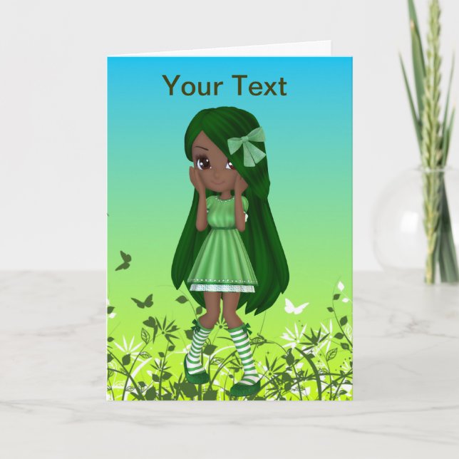 Cartão African American Lady Lime Greeting Card (Frente)