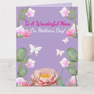 Cartão African American Pink Floral Mother's Day