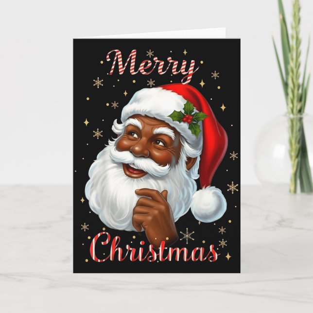 Cartão African American Santa Christmas Cool Black X-mas  (Frente)