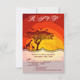Cartão africano Safari Giraffe Sunset 3.5x5 R.S.V.